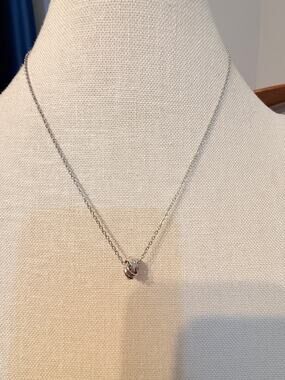Vintage Brunel Silver Tone Knot Necklace 18”+2”